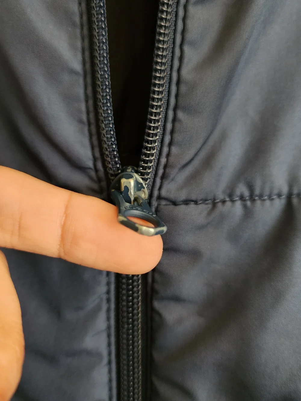 Volcom Men's Quilted Hybrid Hooded Full Zip Jacket Blue Grey Size M